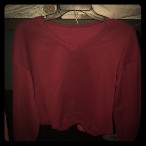 Long sleeve Crop Top V Neck Sweater